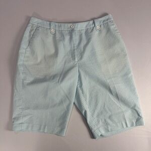 EP Pro Striped Golf Shorts Men's Size 14 Blue White Flat Front Casual‎